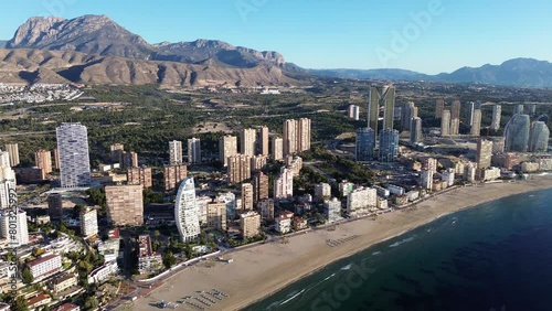 Benidorm Poniente Beach skyscrapers aerial view photo