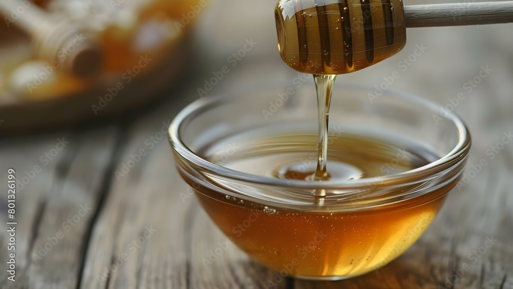 Pouring Honey into a Glass Bowl. Concept Food Photography, Sweet Treats, Honey Recipes, Culinary Delights, Kitchen Ingredients Pouring Honey into a Glass Bowl. Concept Food Photography, Sweet Treats, Honey Recipes, Culinary Delights, Kitchen Ingredients