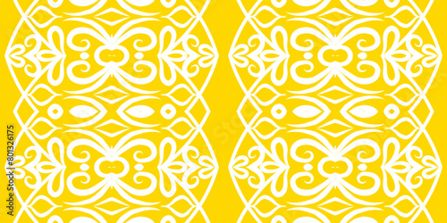 Seamless batik ethnic dayak ornament line art pattern of indonesian culture traditional 