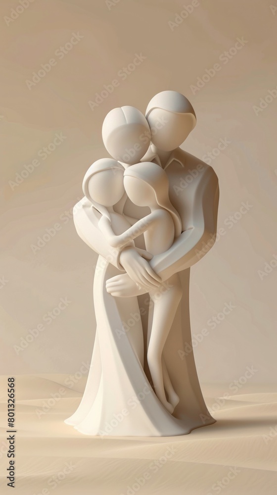 A model of a family embracing, symbolizing the love and support of loved ones A model of a family embracing, symbolizing the love and support of loved ones