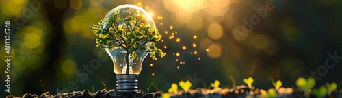 A 3D model of a lightbulb morphing into a growing tree, symbolizing the growth potential of a successful business idea photo
