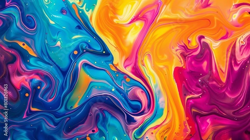 a colorful abstract painting featuring a red, yellow, green, blue, and purple color scheme the pain