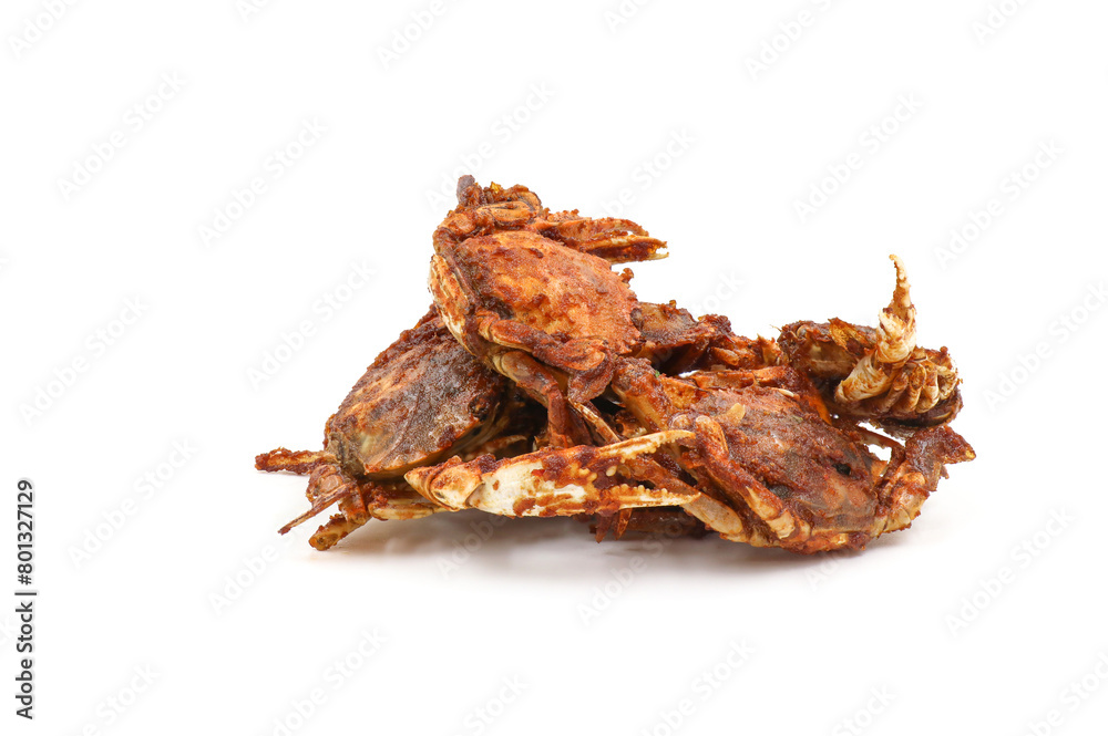 fried crab on a white background fried crab on a white background