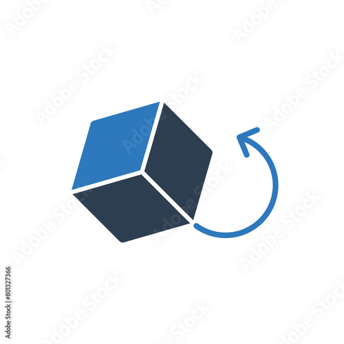 Block Icon - Cube Icon - Rotate Icon