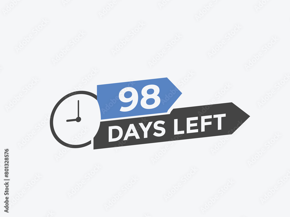 98 days to go countdown template. 98 day Countdown left days banner design. 98 Days left countdown timer