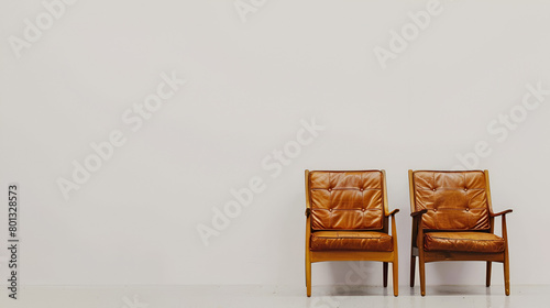 two chairs on grey background photo