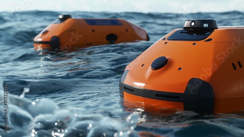 Autonomous rescue robots assisting in search and rescue missions at sea, locating lost vessels and stranded sailors. © Naseem