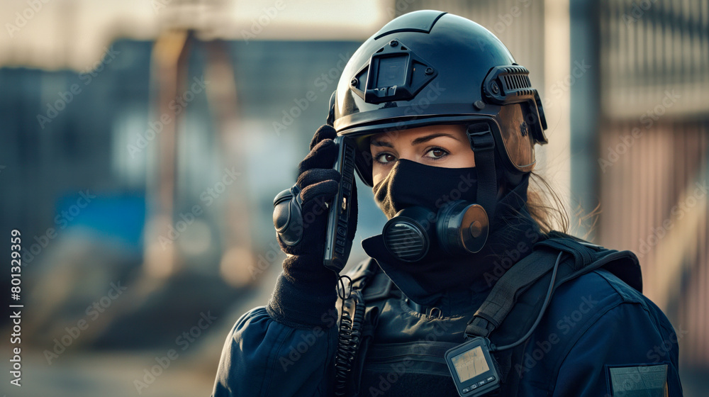 Masked Female Soldier with Tactical Gear
Masked Female Soldier with Tactical Gear