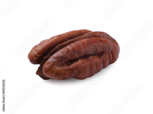 One tasty pecan nut isolated on white