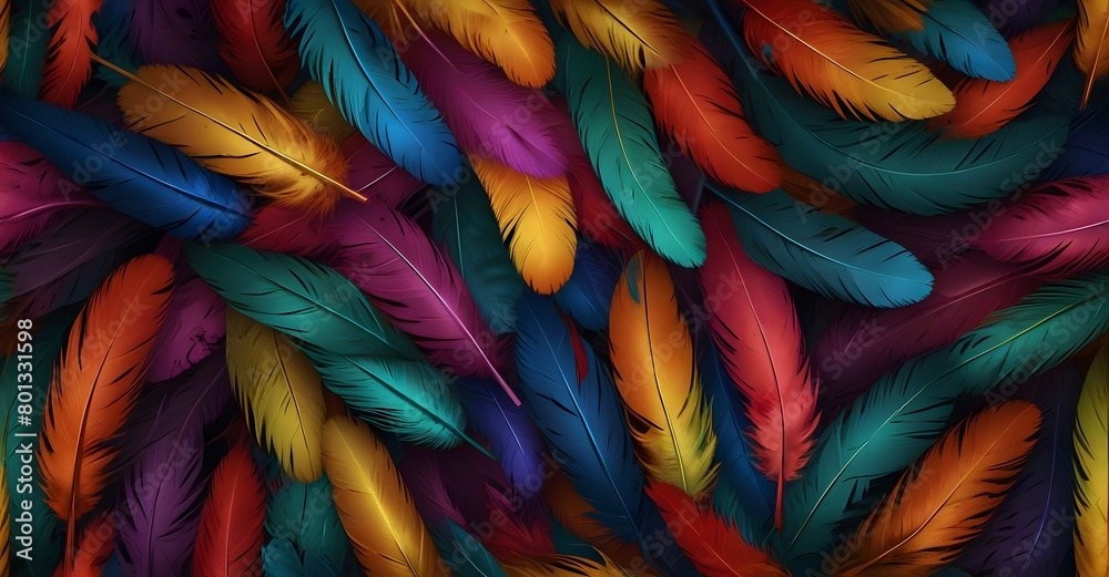 Colorful bird feathers texture background, closeup, wallpaper Colorful bird feathers texture background, closeup, wallpaper