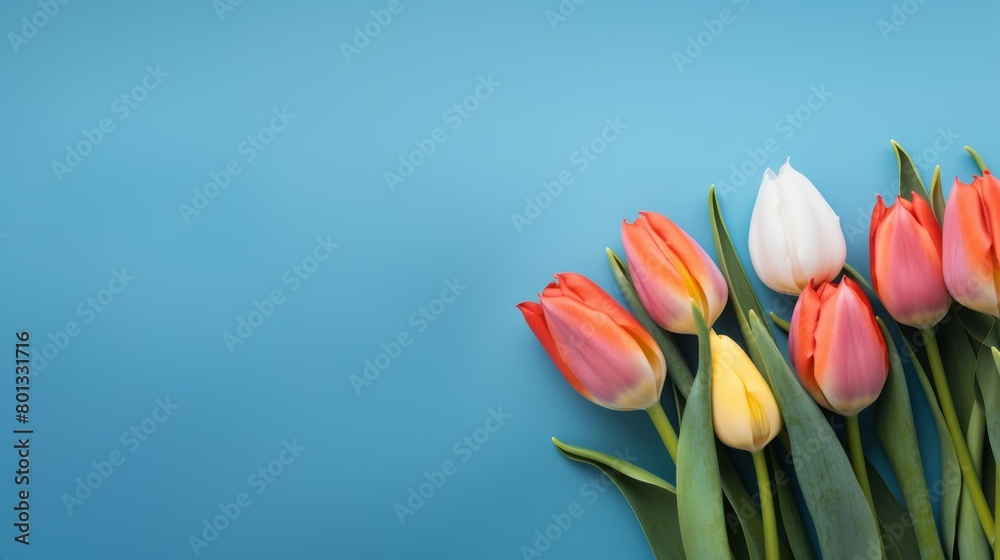 Springtime flowers add color, nature, and vigor. A cheery picture with tulips in various colors is perfect for spring content. Favorite for nature lovers