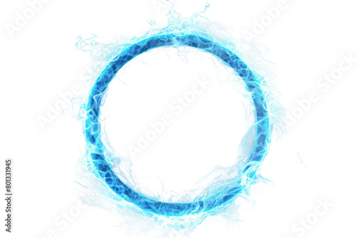 Ethereal Electric Blue Ring with Glowing Energy Isolated on Transparent Background