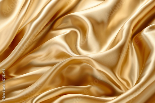 Golden satin fabric texture background. Abstract wavy silk background, Generative Ai