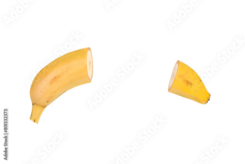 Banana cut into pieces. Isolated on white background.