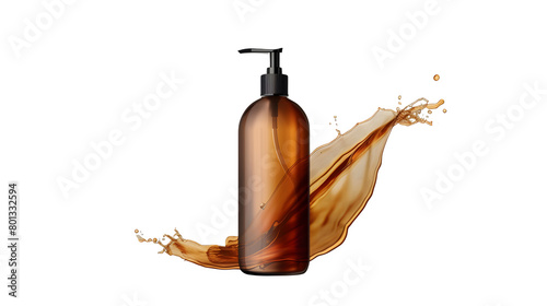 Vanilla-Flavored Body Wash Bottle Mockup for Personal Care, Isolated on White, Transparent Background, PNG File, Hand Edited Generative AI photo