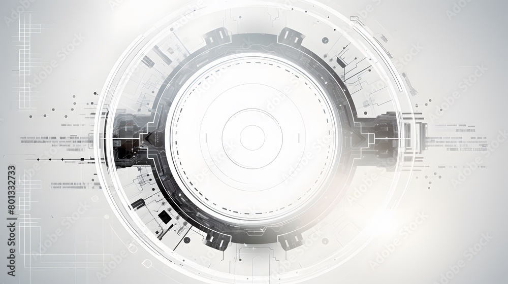 Grey white Abstract technology background with various technology elements Hi-tech communication concept innovation background Circle empty space for your text Grey white Abstract technology background with various technology elements Hi-tech communication concept innovation background Circle empty space for your text