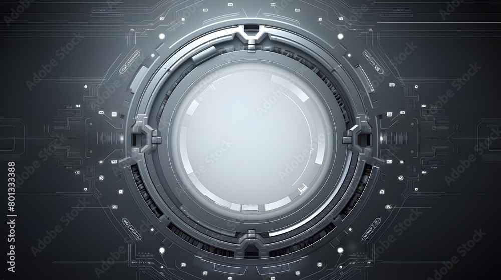 Grey white Abstract technology background with various technology elements Hi-tech communication concept innovation background Circle empty space for your text Grey white Abstract technology background with various technology elements Hi-tech communication concept innovation background Circle empty space for your text