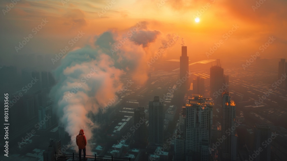 Obraz premium Innovative Solutions: A real photo showcasing innovative technologies and solutions developed to combat the PM 2.5 dust crisis, promoting ingenuity and creativity.