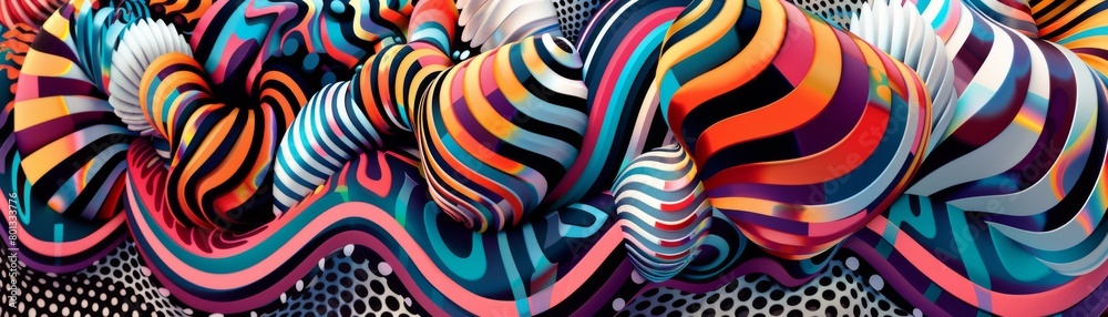 A colorful, abstract piece of art with a lot of different colors and shapes A colorful, abstract piece of art with a lot of different colors and shapes