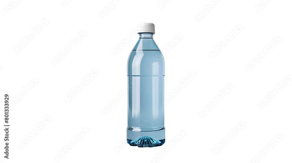 Water Bottle Mockup with Screw Cap Lip for Hydration and Fitness, Isolated on White, Transparent Background, PNG File, Hand Edited Generative AI