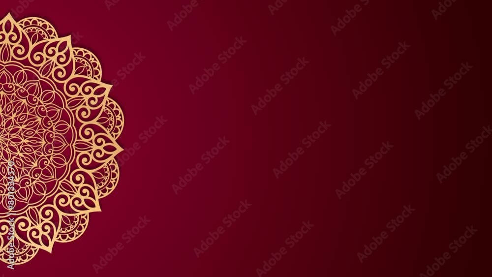 Abstract Golden mandala art 4k video footage, Floral vintage decorative element's, Mandala animation with seamless looping, Editable background.	