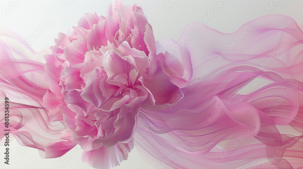 Peony pink wave abstract, soft and gentle peony pink wave flowing on a white background.