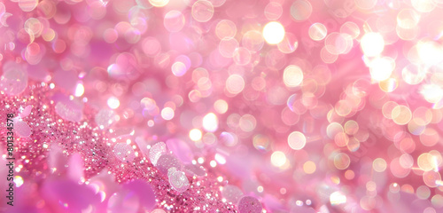 Peony Pink Glitter Defocused Abstract Twinkly Lights Background, glowing blurred lights in soft peony pink colors.