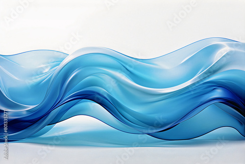 Flow of blue transparent wave,abstract background. Generative AI