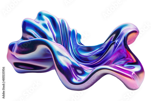 Liquid form of metallic color. Metallic color gradient, abstract 3D shape on transparent background. Generative AI