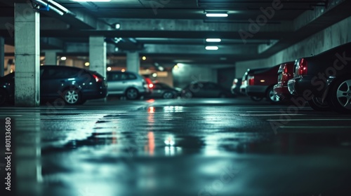 Wallpaper Mural Spacious interior of an underground garage where cars of different makes and models are strategically parked Torontodigital.ca