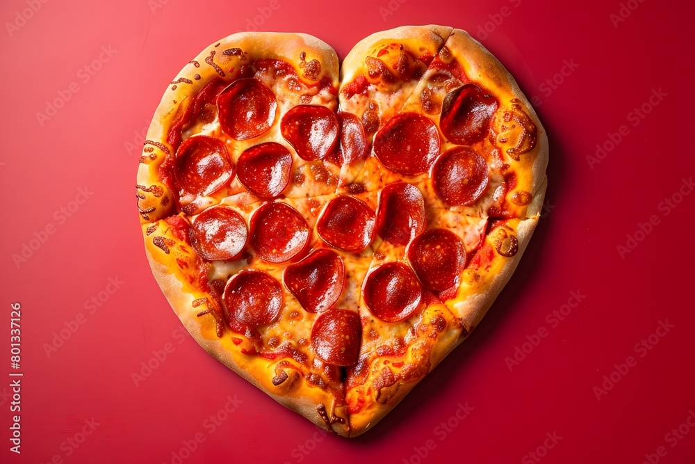heart shaped pizza on a plate