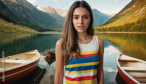 Idyllic landscape, rowing b...