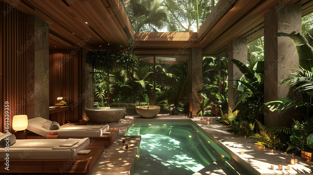 custom made wallpaper toronto digitalTropical Tranquility: Serene Spa Oasis Amidst Lush Foliage
