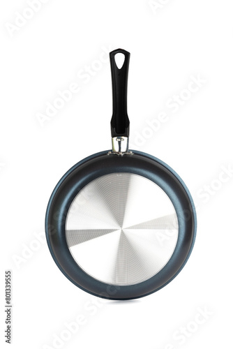 Insulated frying pan on white background, heating side view. © svdolgov