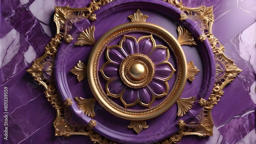 The mandala. Luxury purple background with golden floral ornament. 