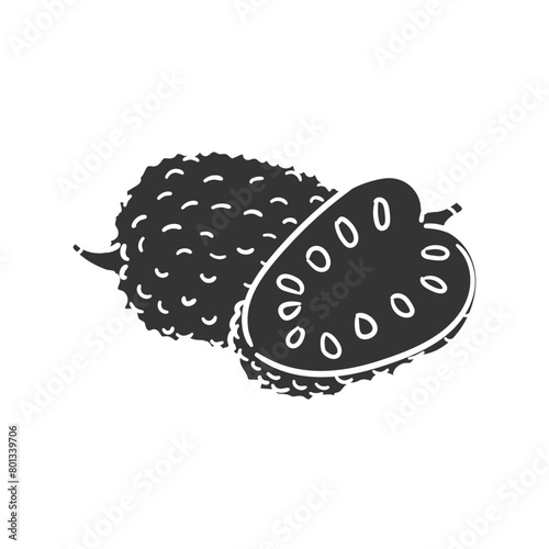 Soursop Icon Silhouette Illustration. Tropical Fruits Vector Graphic Pictogram Symbol Clip Art. Doodle Sketch Black Sign.