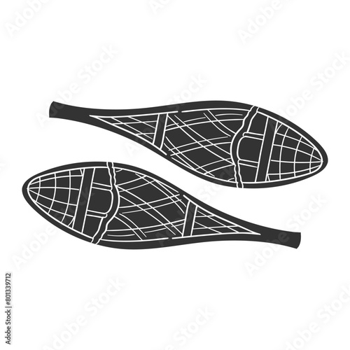 Snowshoes Icon Silhouette Illustration. Winter Sports Vector Graphic Pictogram Symbol Clip Art. Doodle Sketch Black Sign.