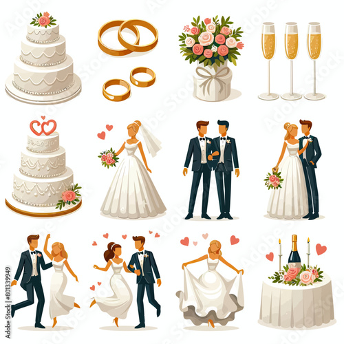 set of wedding ceremony  vector in white background 