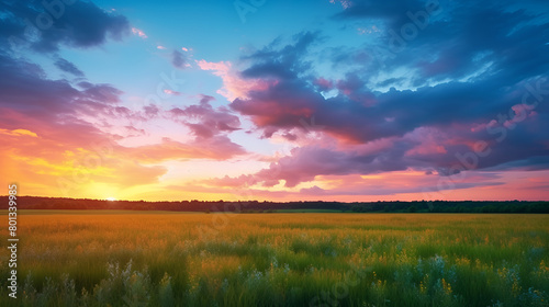 sunset over the field,sunset in the field,clouds, landscape, cloud, ocean