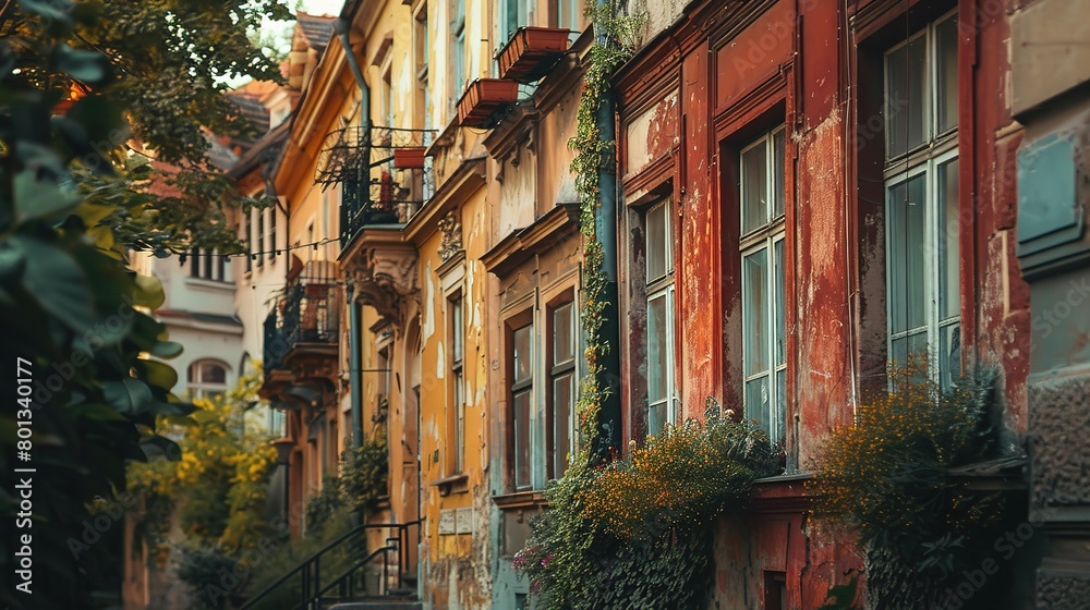 Vintage architecture in an old European city in summer