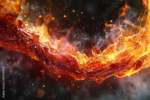 A hyper-realistic image of an anatomical Endometrium bursting with vibrant flames