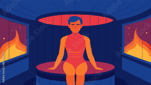 The warm glow of infrared sauna panels gently heating the skin and loosening tense muscles easing the effects of neuropathic pain..