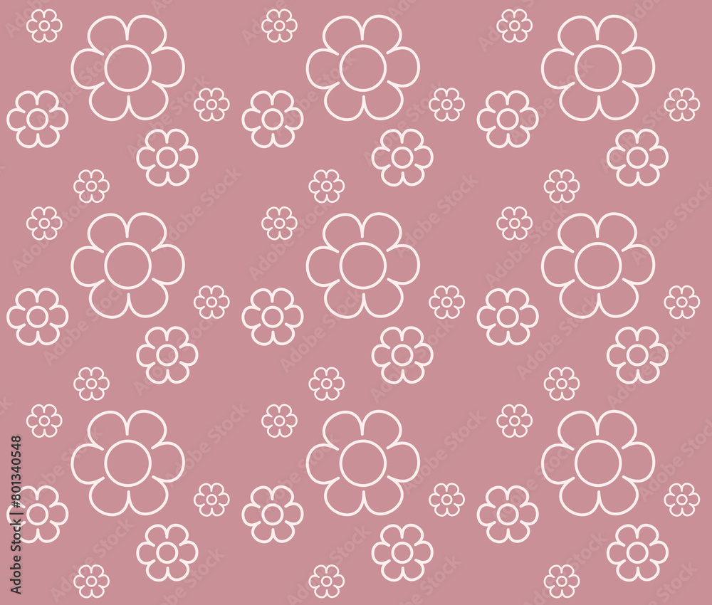 Flower Head Line Seamless Pattern Background Flower Head Line Seamless Pattern Background
