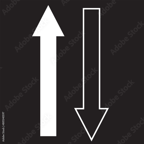 up and down white arrow isolated on a black background