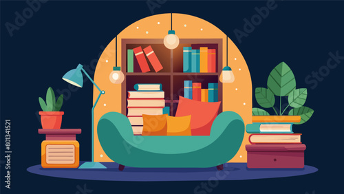 A reading nook with a variety of books for students who learn best through independent reading.. Vector illustration