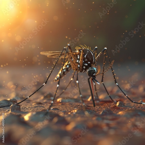 Dengue Fever Virus A Detailed D Rendered Perspective on a Global Health Crisis © Sittichok