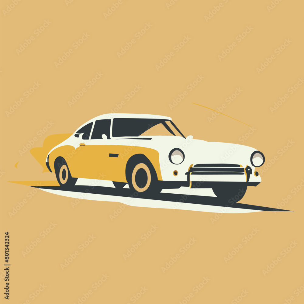 vintage car, vector illustration flat 2