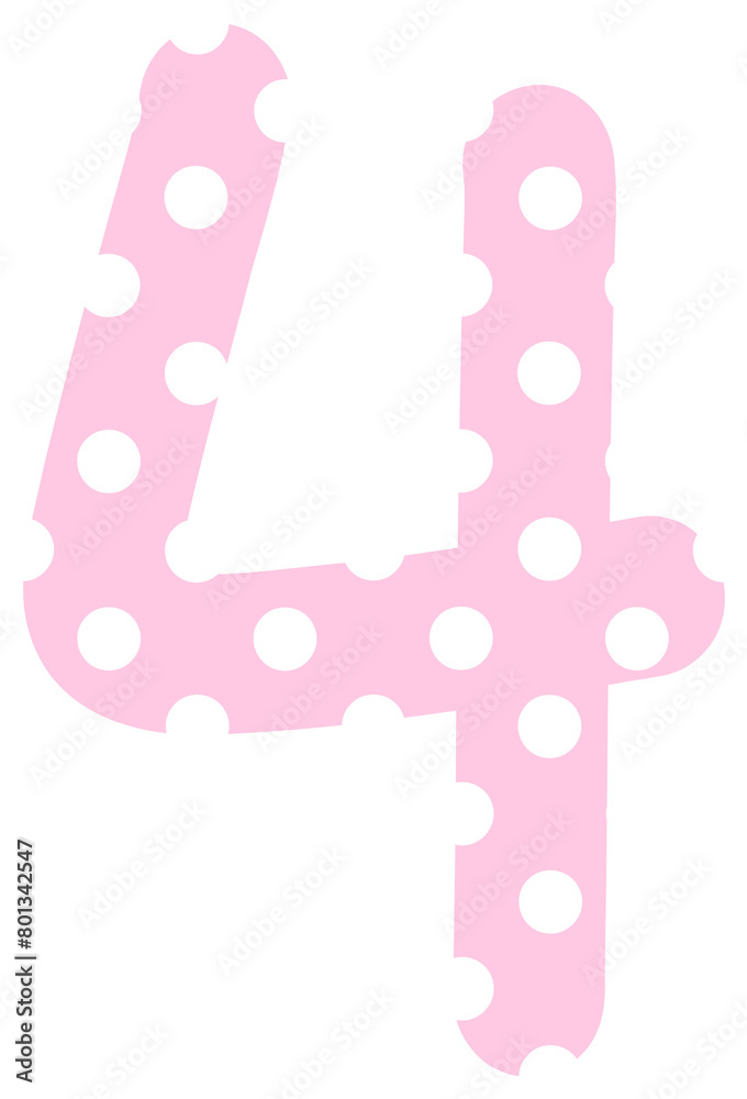 pink polka dot number four pink polka dot number four