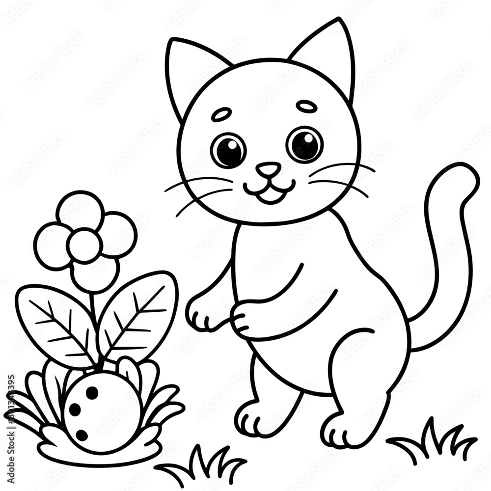 cute carton cat vector coloring book illustration (4)