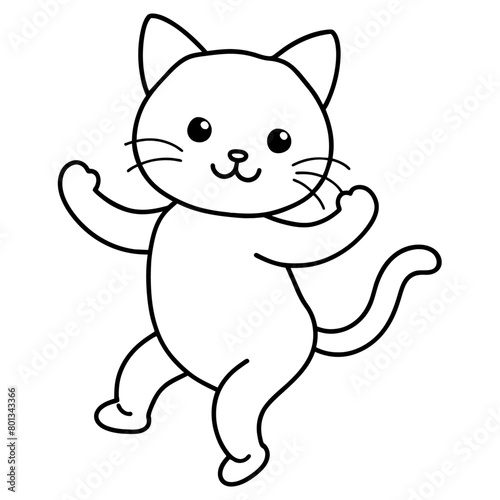 cute carton cat vector coloring book illustration (1)